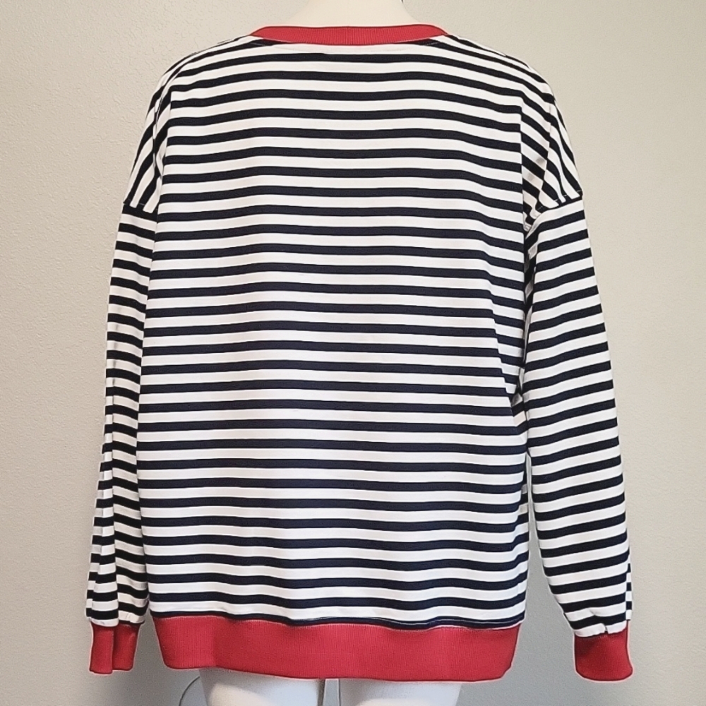 Dokotoo Women's Casual Crewneck Color Block Striped Oversized Sweatshirt - Picture 2 of 2